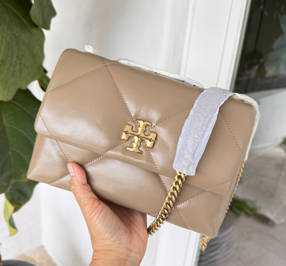 Tory Burch SMALL KIRA DIAMOND QUILT SHOULDER BAG 154706 Taupe Oak $575